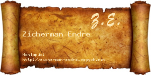 Zicherman Endre névjegykártya